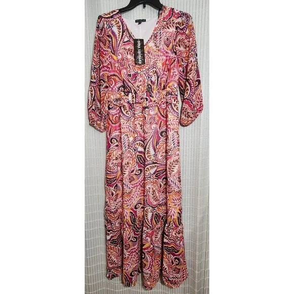 Nina Leonard Chiffon Dress For Women Size Small Lined 3/4 Sleve - Picture 2 of 12